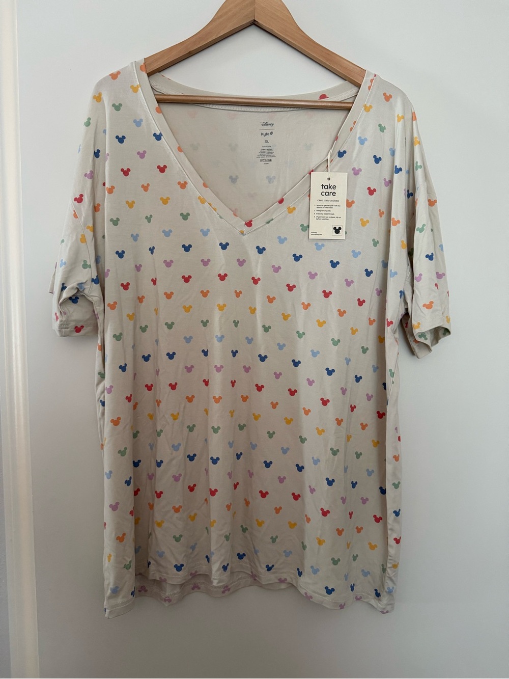 Kyte BABY Cream V-Neck Tee with Multicolor Mickey Heads